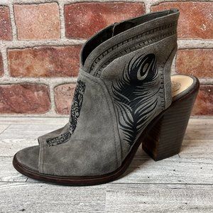 Custom Embellished Grey Suede Heels